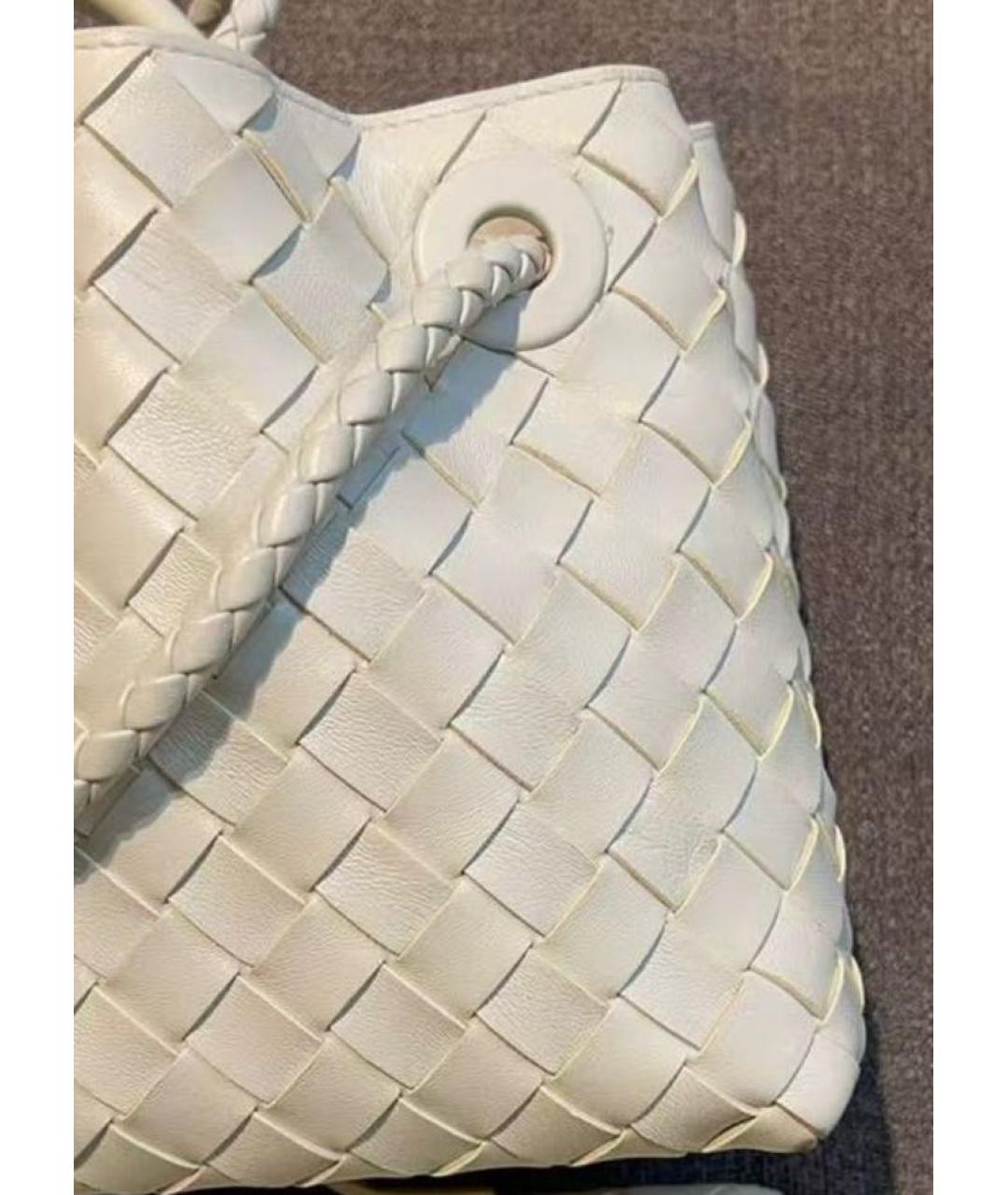 BOTTEGA VENETA Белая кожаная сумка тоут, фото 5