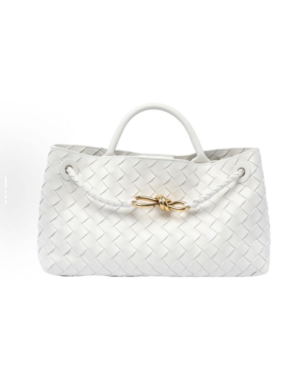 BOTTEGA VENETA Белая кожаная сумка тоут, фото 6