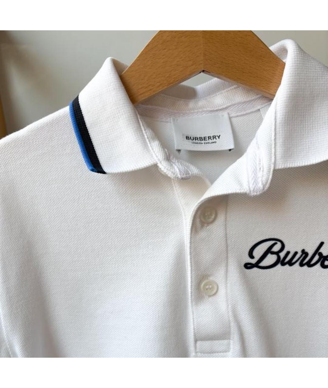 BURBERRY Белая хлопковая детская футболка, фото 4
