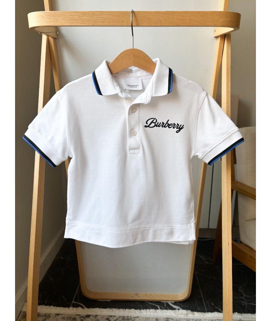 BURBERRY Белая хлопковая детская футболка, фото 5
