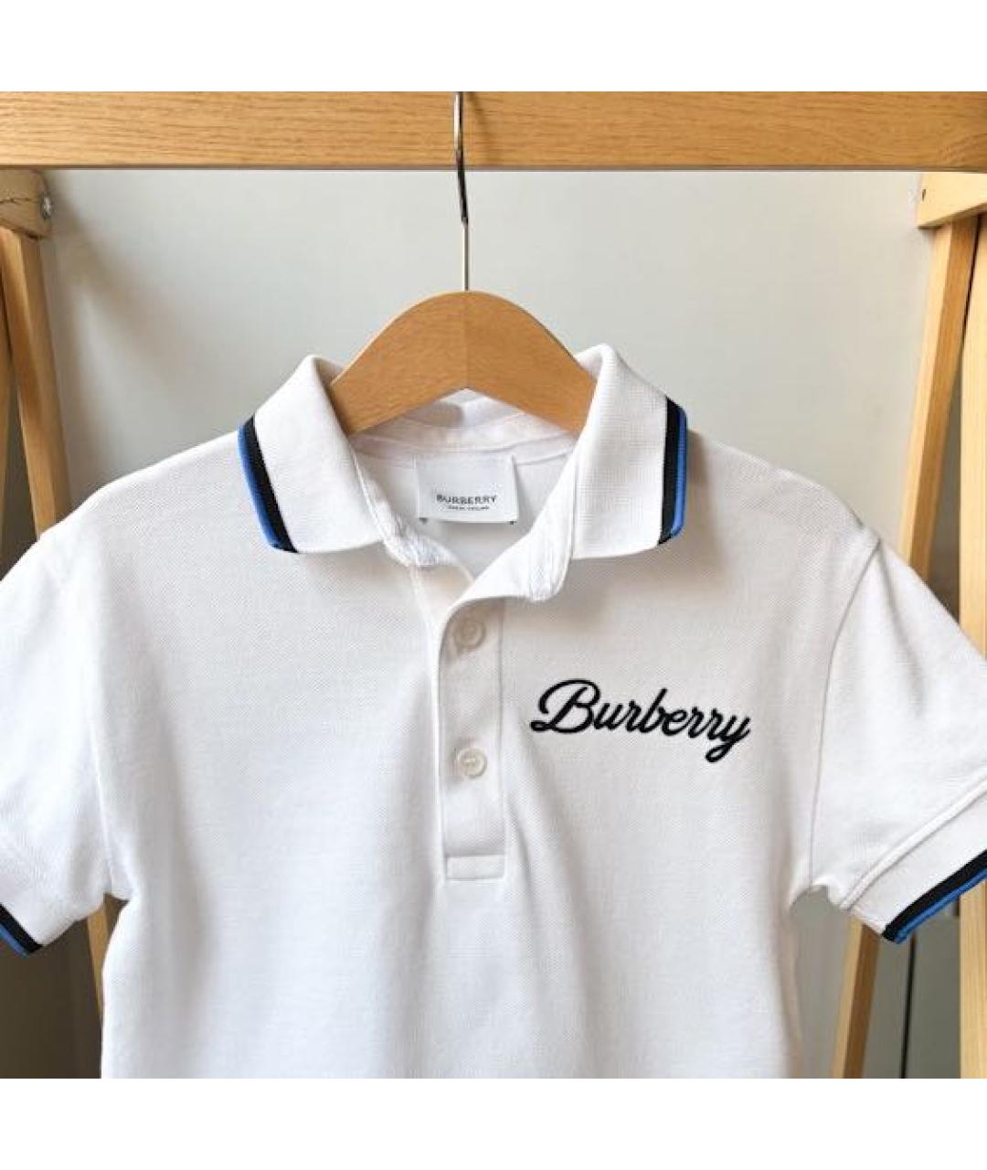 BURBERRY Белая хлопковая детская футболка, фото 3