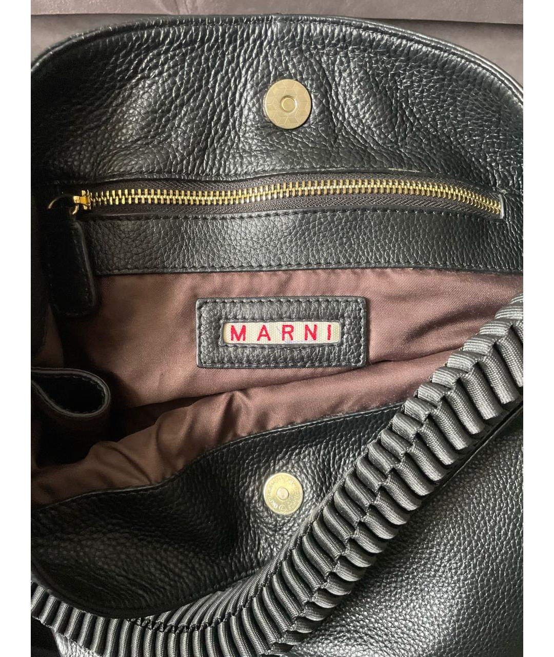 MARNI Черная кожаная сумка тоут, фото 4