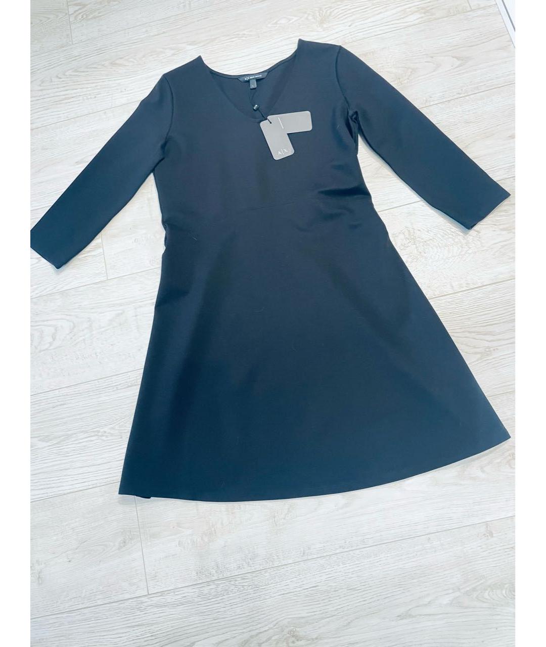 ARMANI EXCHANGE Черное вискозное повседневное платье, фото 6