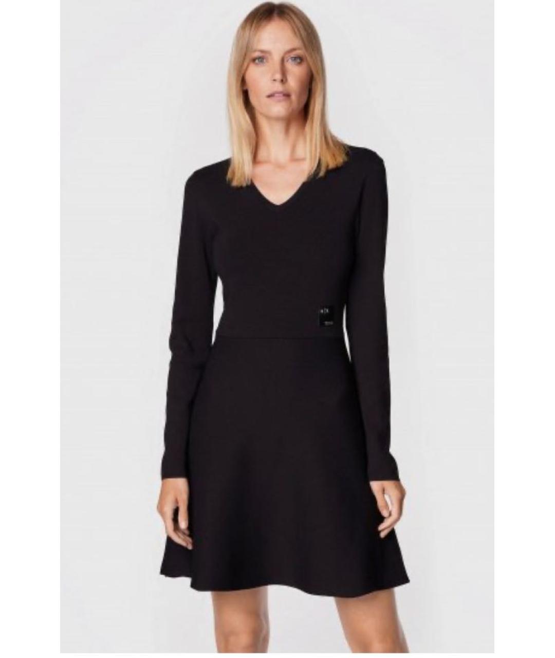 ARMANI EXCHANGE Черное вискозное повседневное платье, фото 2