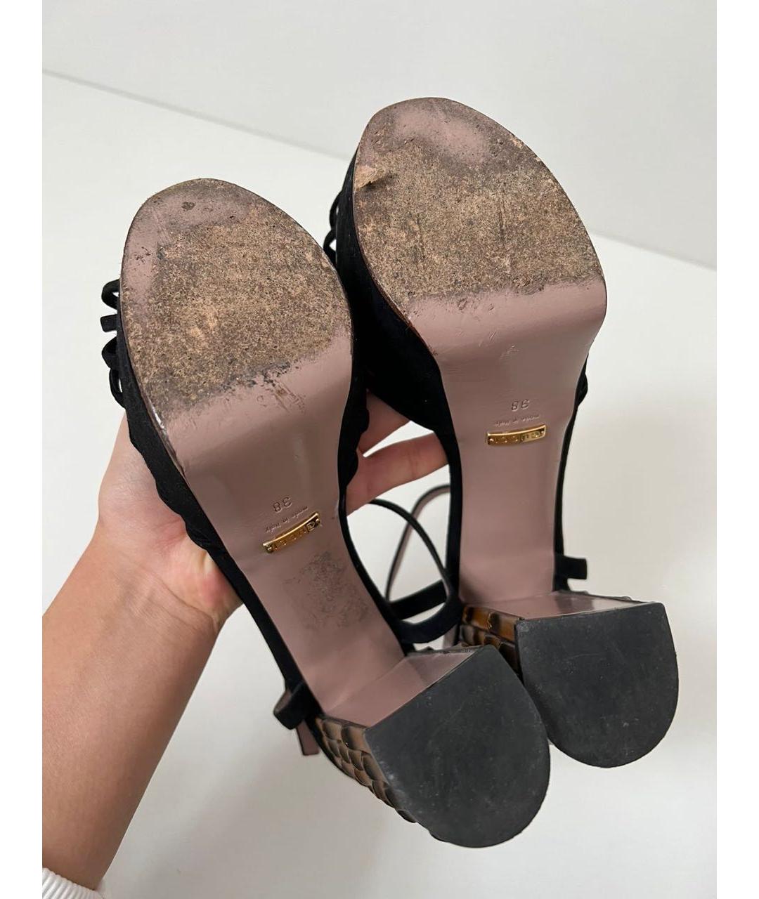 GUCCI Черные замшевые босоножки, фото 5