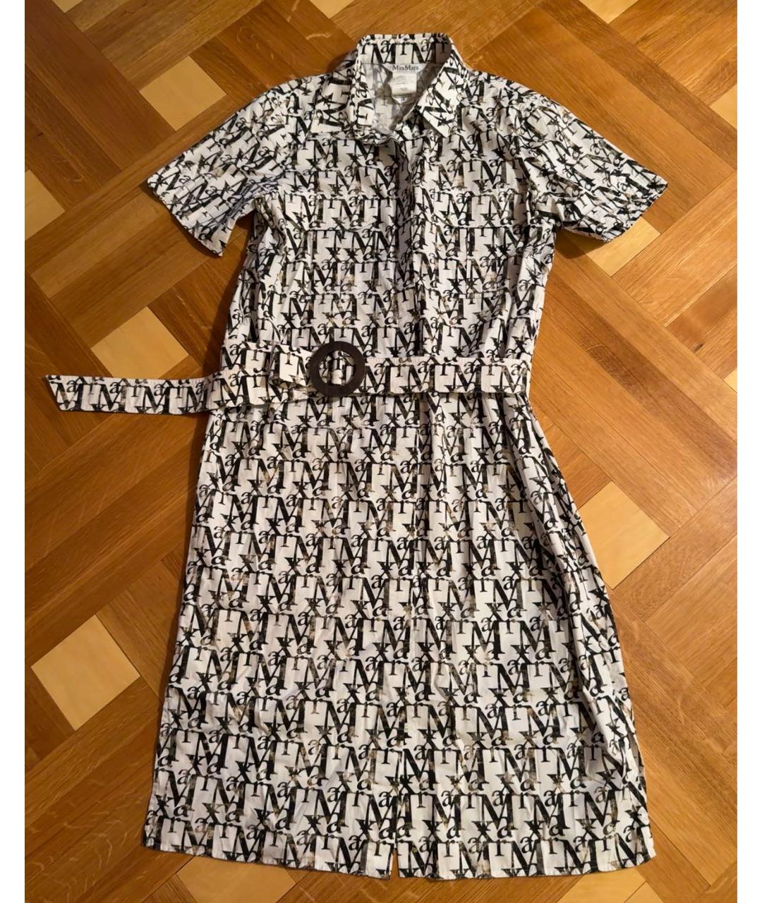 MAX MARA Белое хлопковое повседневное платье, фото 3
