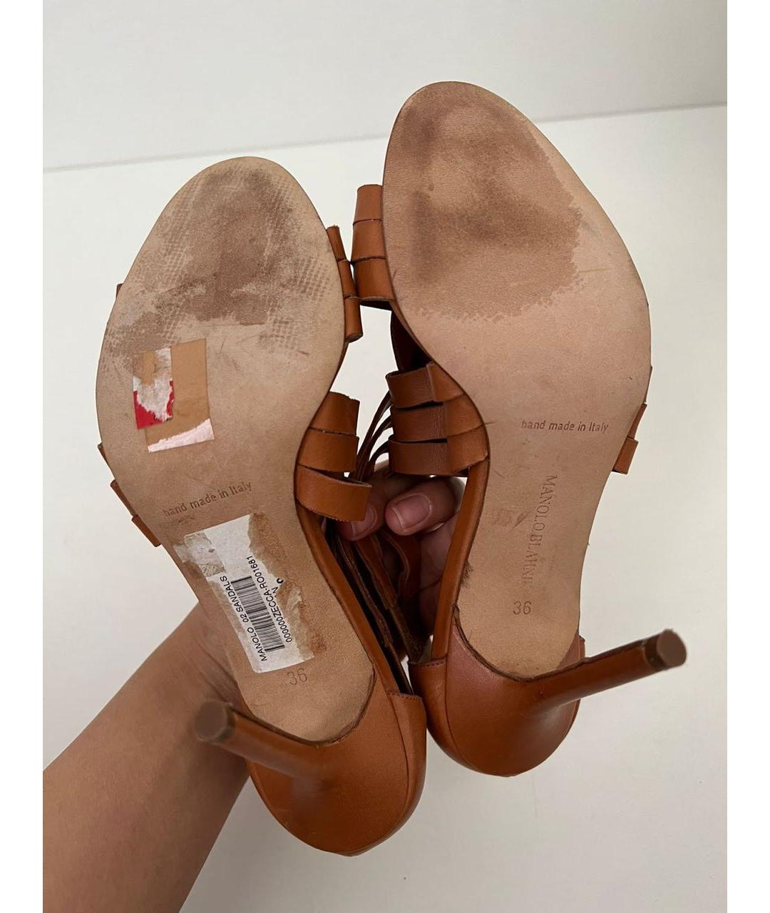 MANOLO BLAHNIK Кожаные босоножки, фото 5