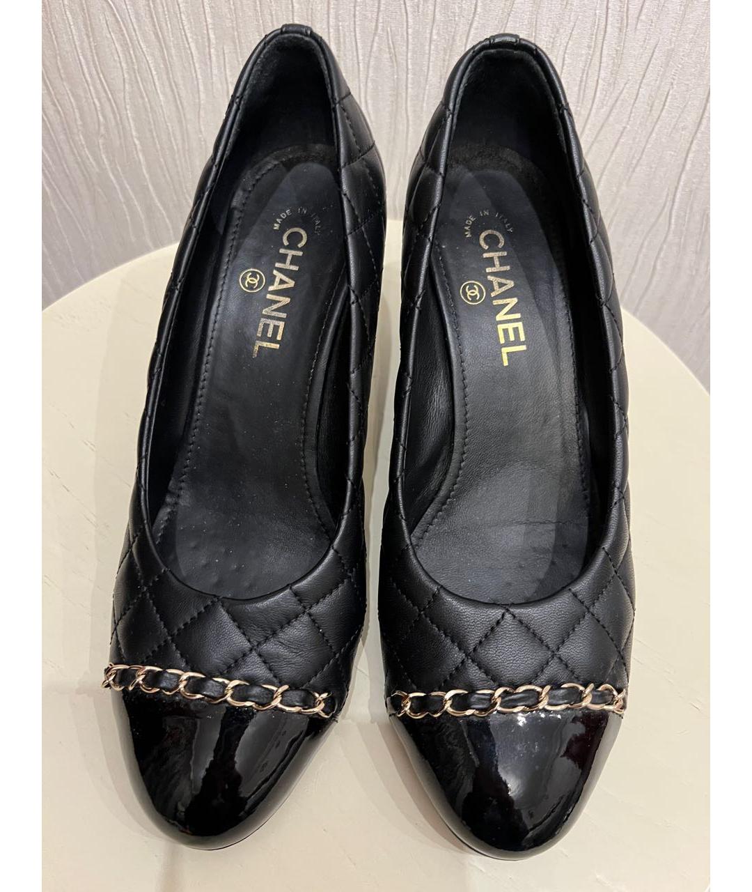 CHANEL Черные кожаные туфли, фото 4
