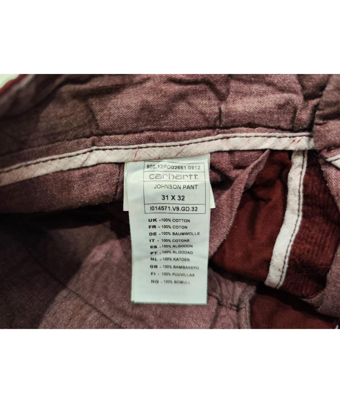 CARHARTT Бордовые хлопковые повседневные брюки, фото 3