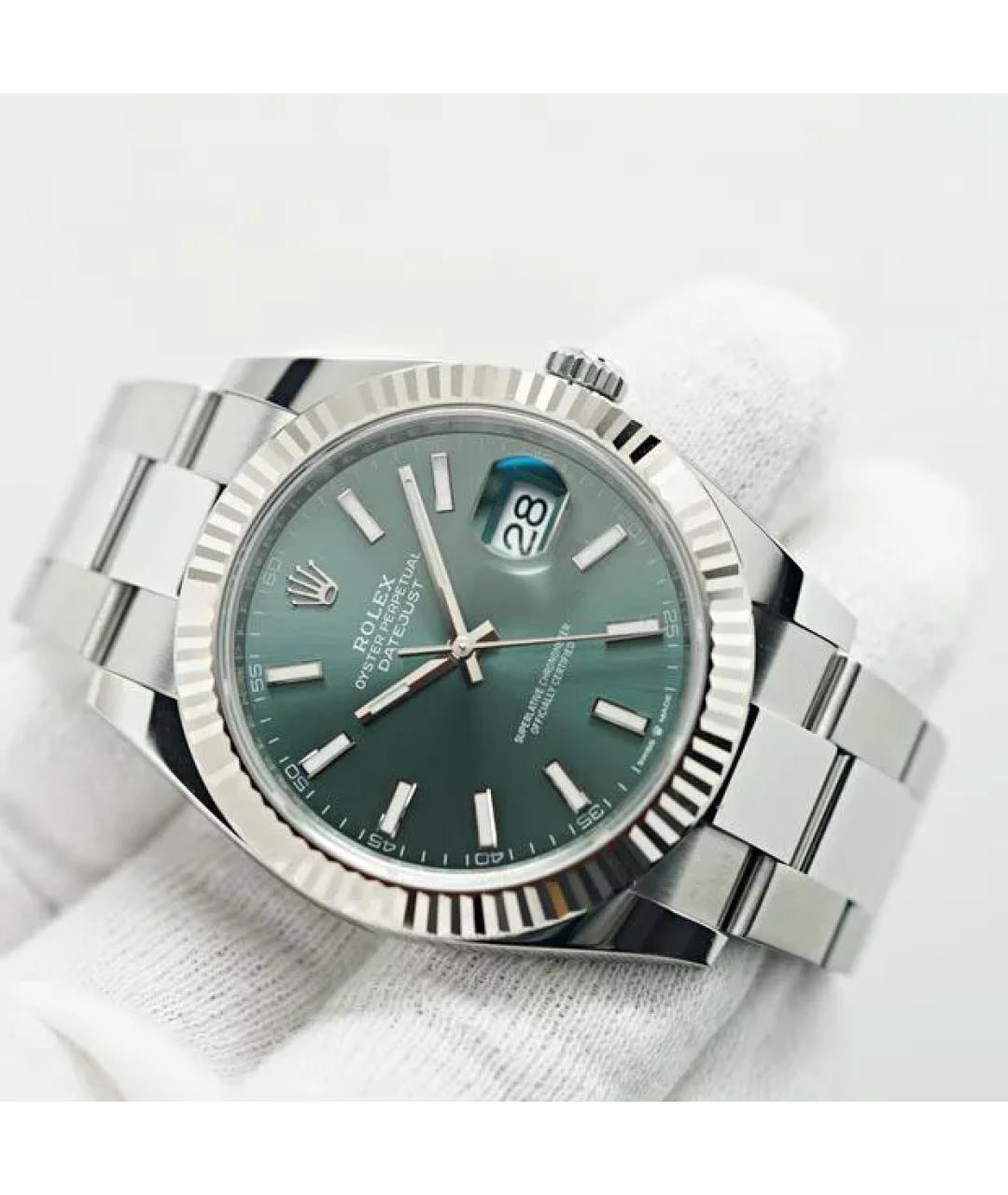 ROLEX Зеленые часы из белого золота, фото 3