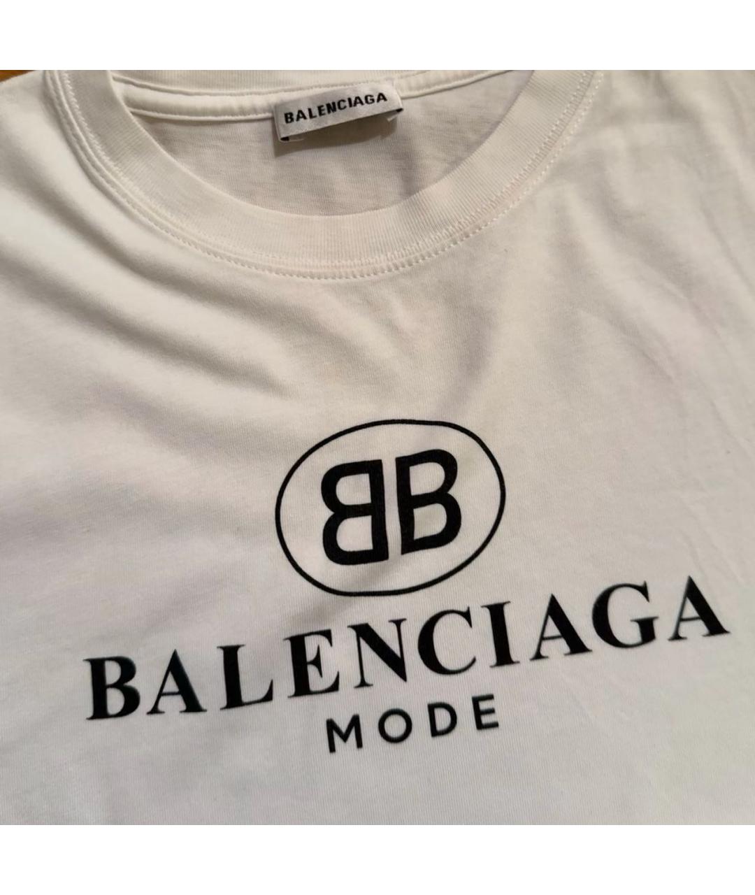 BALENCIAGA Белая хлопковая футболка, фото 2