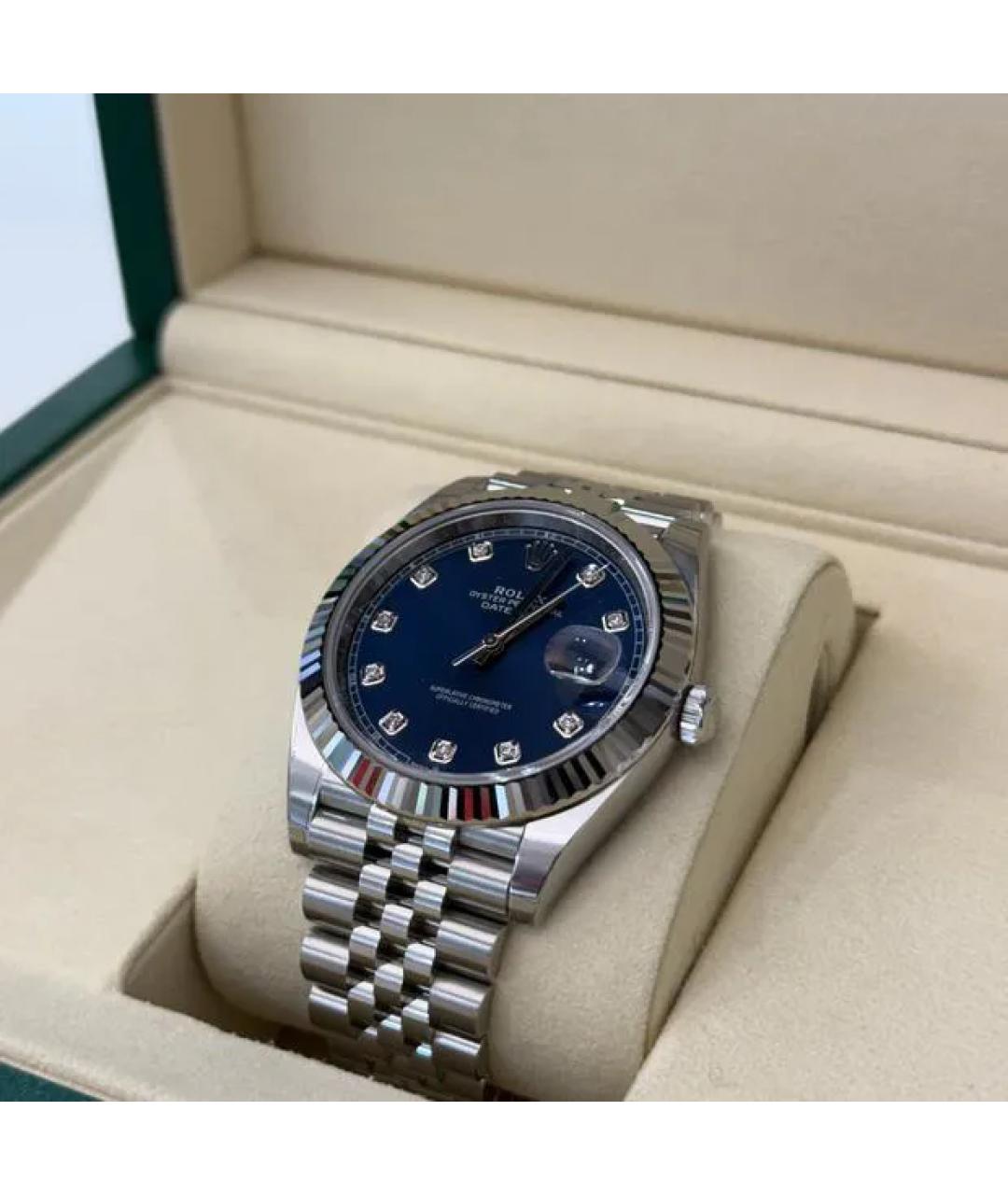 ROLEX Синие часы из белого золота, фото 3