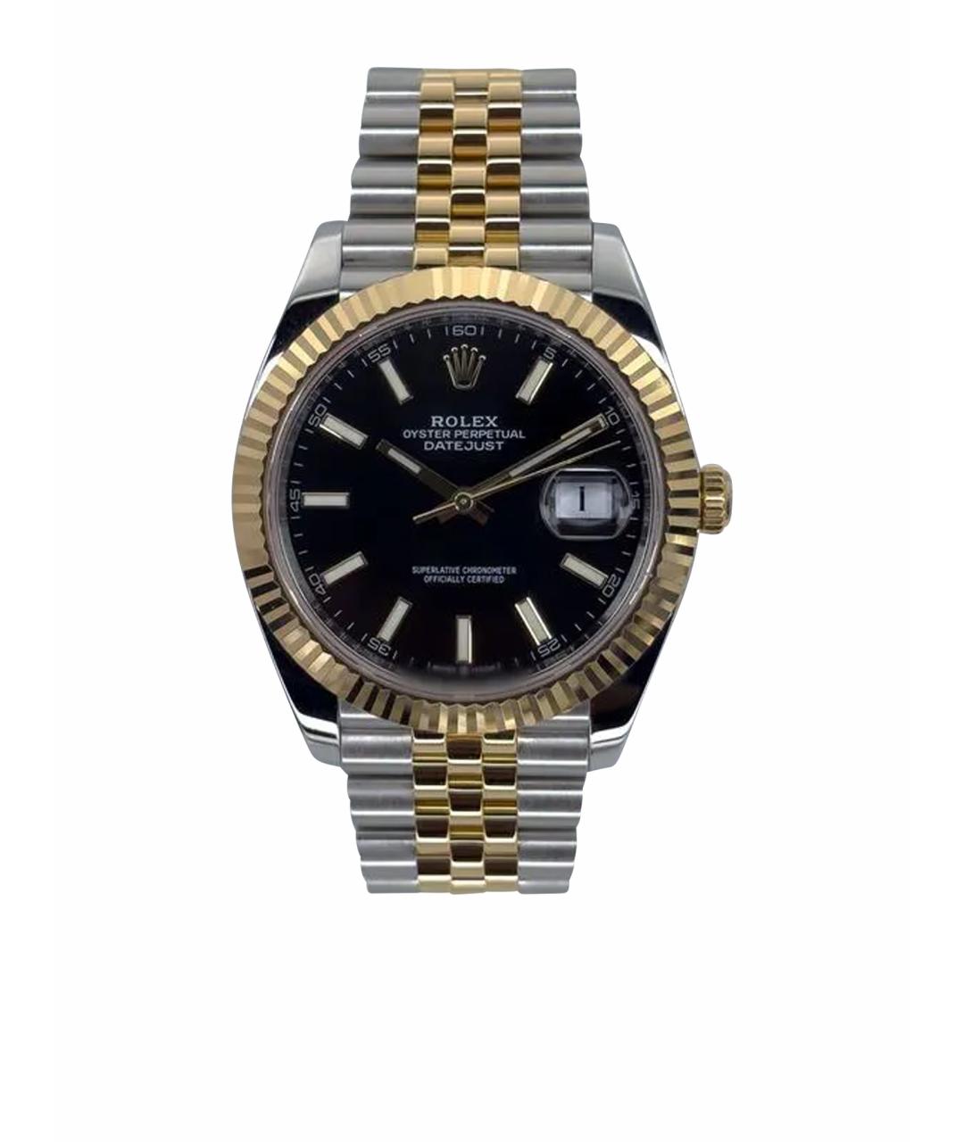 ROLEX Черные часы из желтого золота, фото 1
