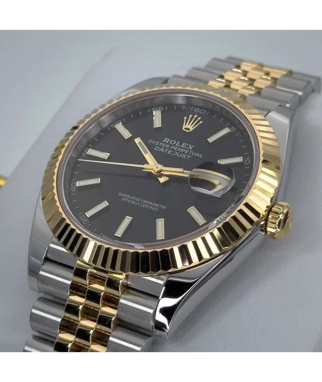 ROLEX Черные часы из желтого золота, фото 3