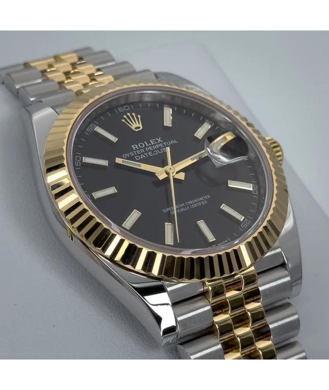 ROLEX Черные часы из желтого золота, фото 4