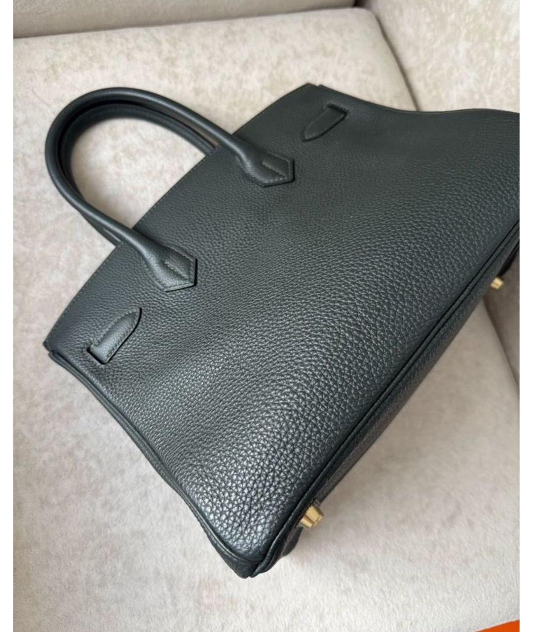 HERMES Черная кожаная сумка тоут, фото 4