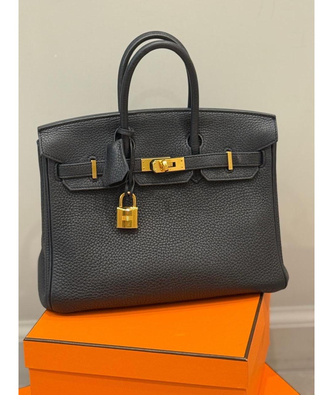 HERMES Черная кожаная сумка тоут, фото 2