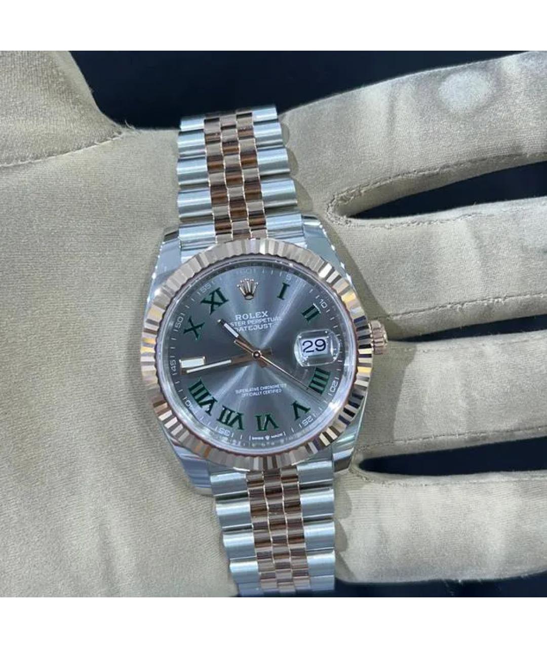 ROLEX Серые часы из розового золота, фото 5