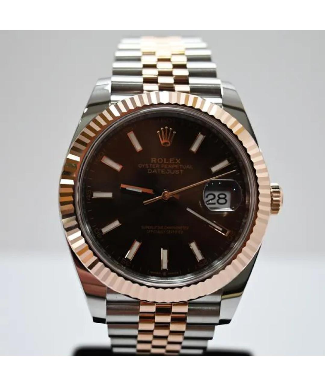 ROLEX Коричневые часы из розового золота, фото 6