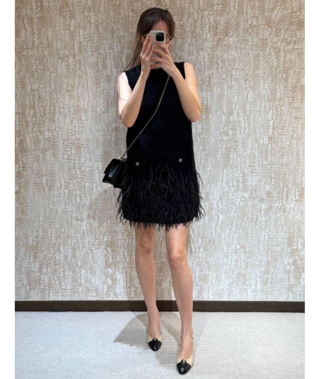 CHANEL Черное хлопковое коктейльное платье, фото 4