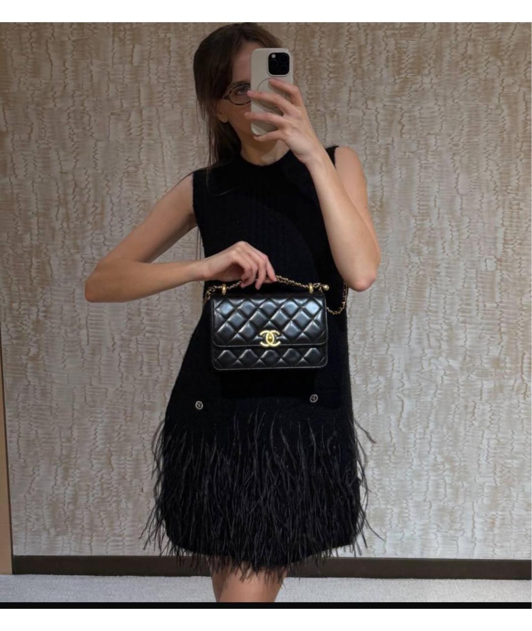 CHANEL Черное хлопковое коктейльное платье, фото 2