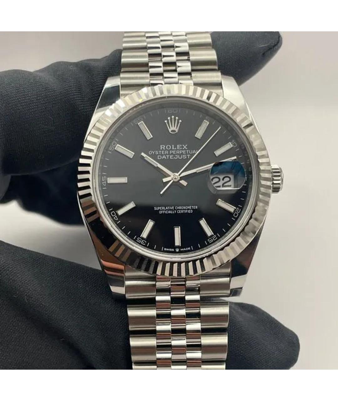 ROLEX Черные часы из белого золота, фото 2