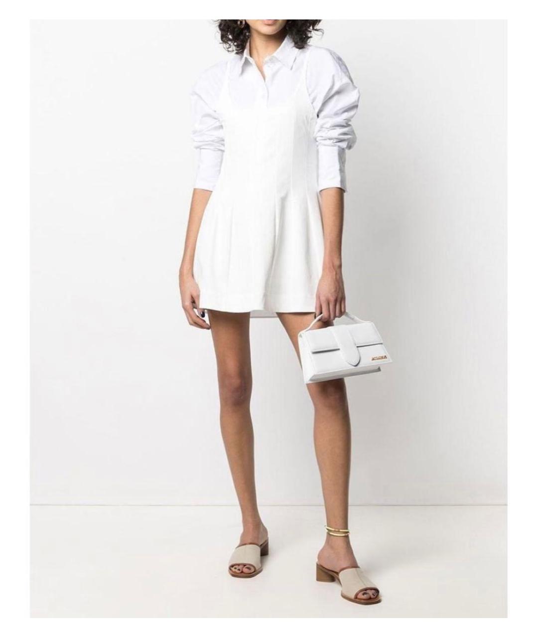 JACQUEMUS Белая кожаная сумка на плечо, фото 4