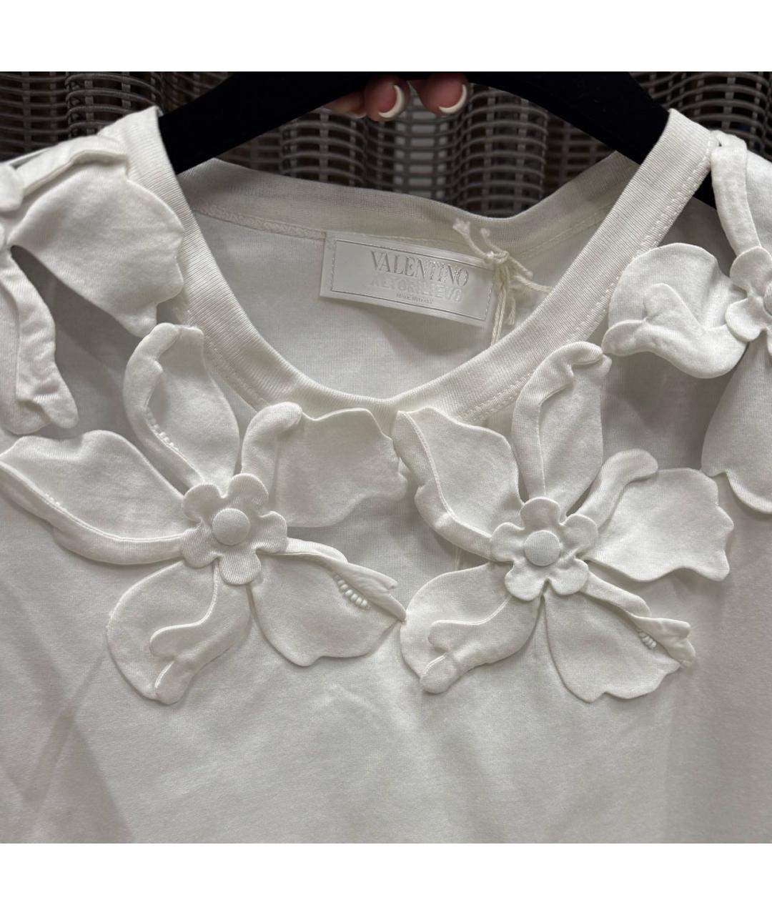 VALENTINO Белая хлопковая футболка, фото 4