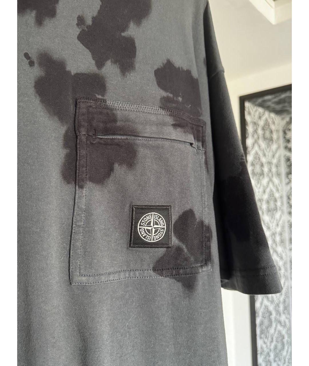STONE ISLAND Антрацитовая хлопковая футболка, фото 2