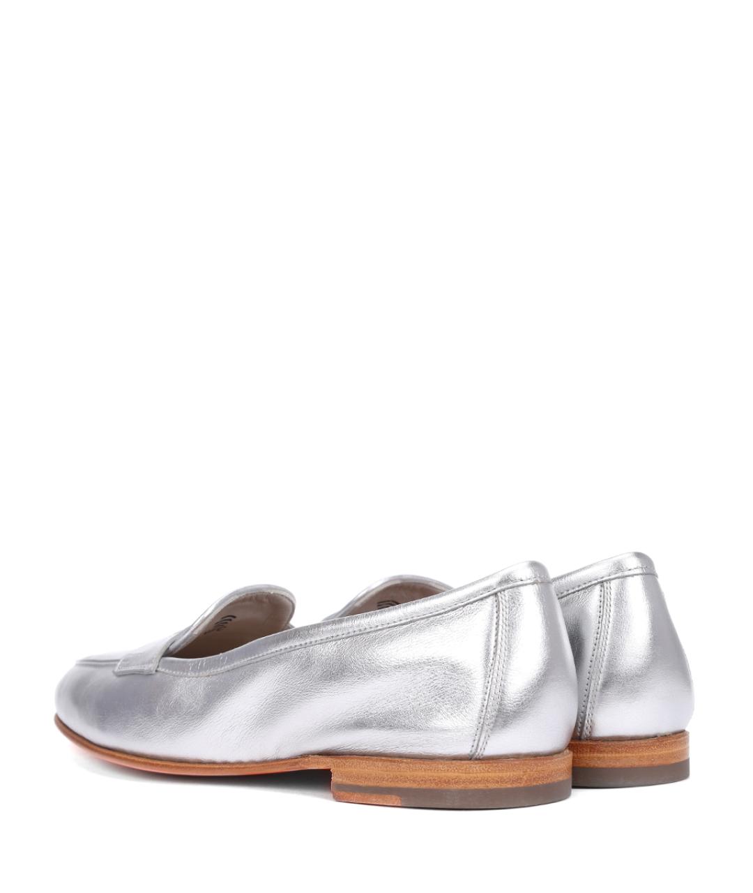 SANTONI Серебряные кожаные лоферы, фото 4
