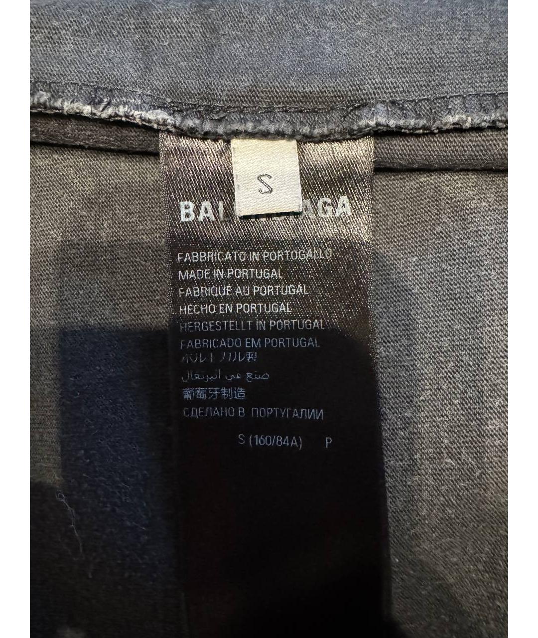 BALENCIAGA Серая хлопковая футболка, фото 6