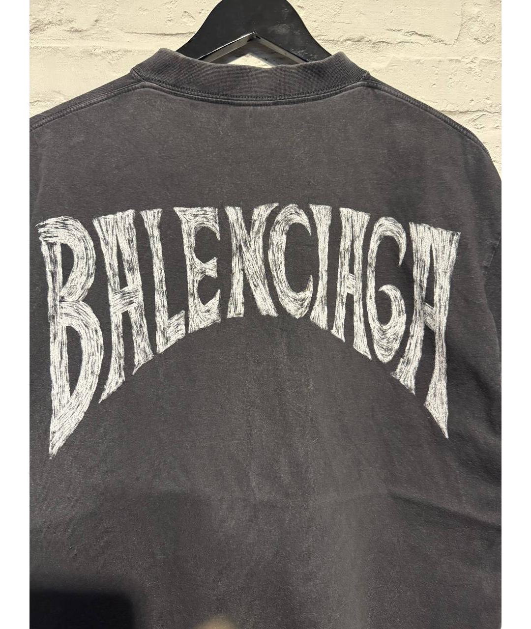 BALENCIAGA Серая хлопковая футболка, фото 4