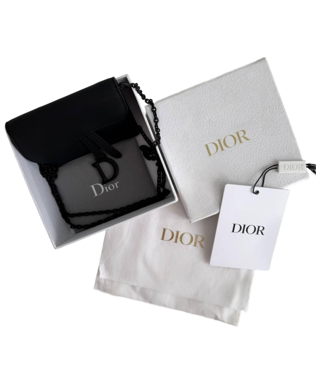 CHRISTIAN DIOR Черная кожаная сумка через плечо, фото 7