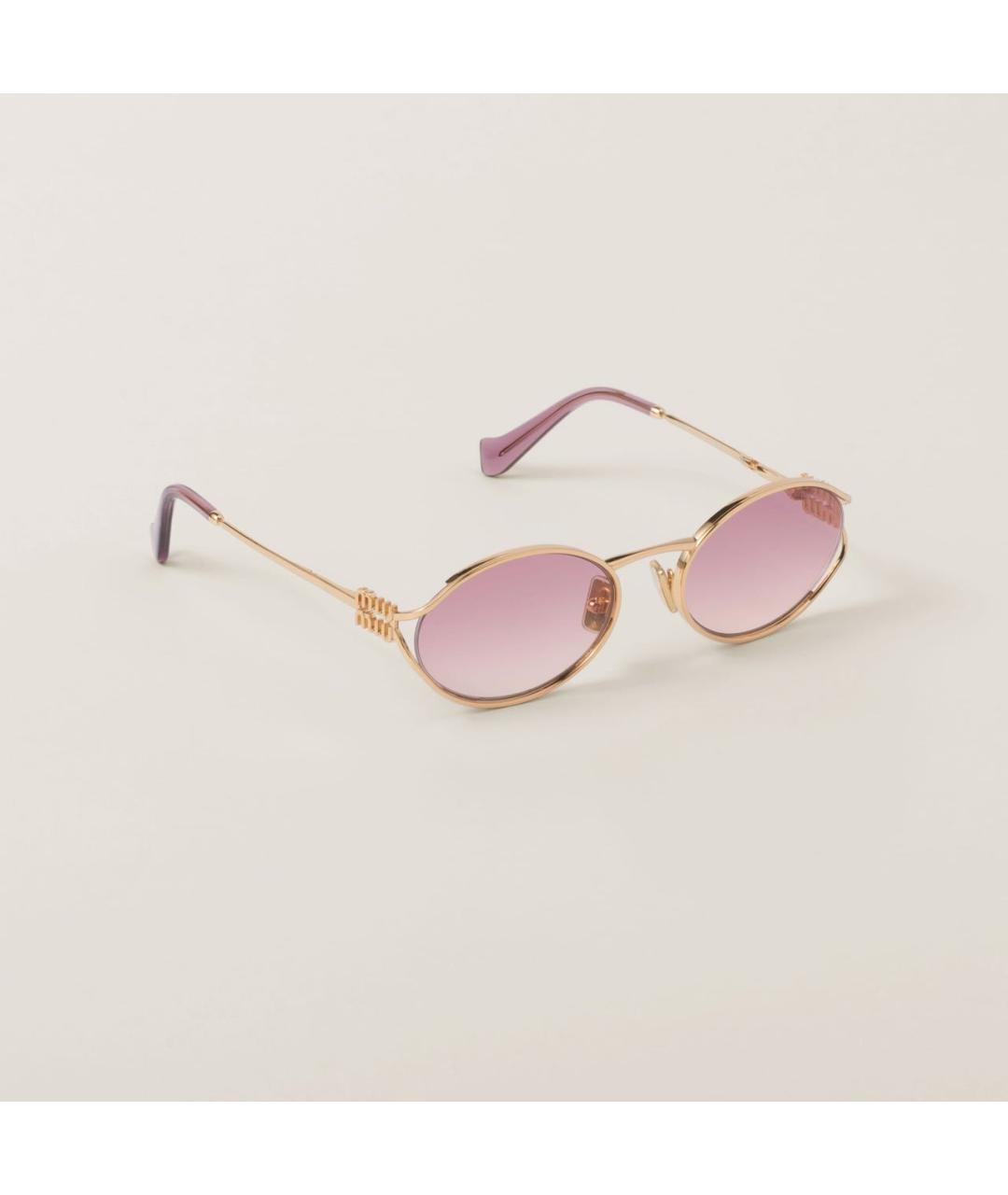 MIU MIU Золотые металлические солнцезащитные очки, фото 6