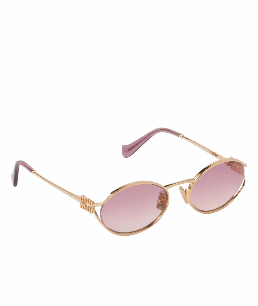 MIU MIU Золотые металлические солнцезащитные очки, фото 1
