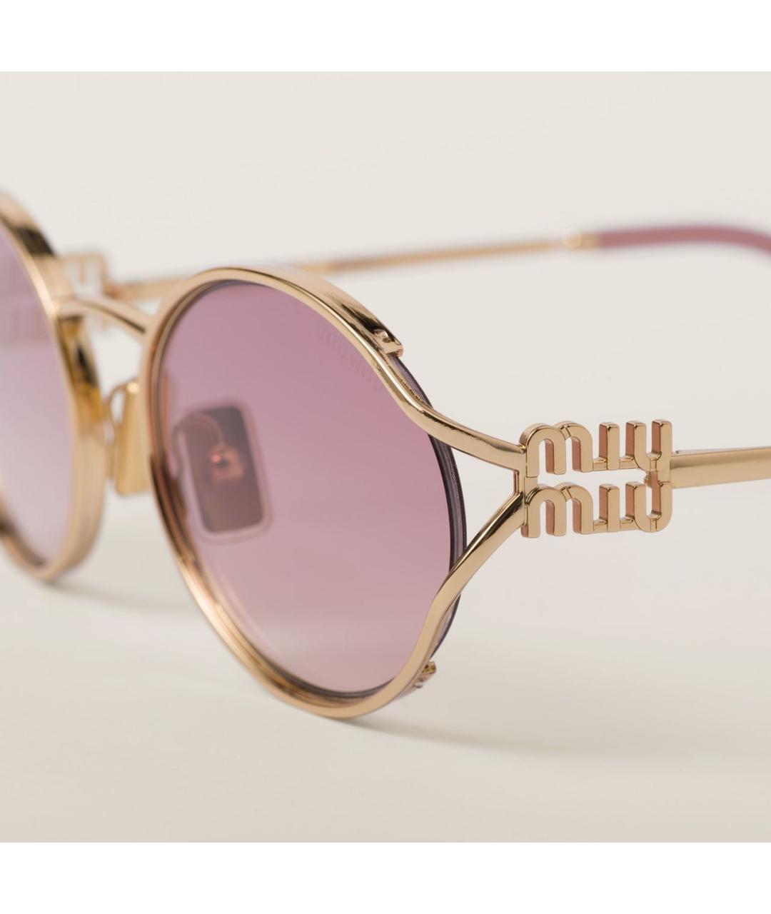 MIU MIU Золотые металлические солнцезащитные очки, фото 3
