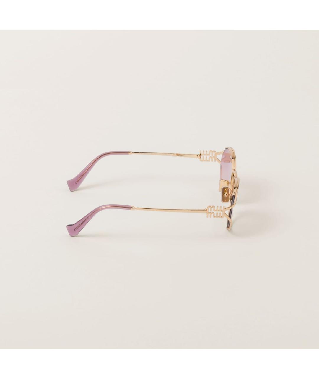 MIU MIU Золотые металлические солнцезащитные очки, фото 5