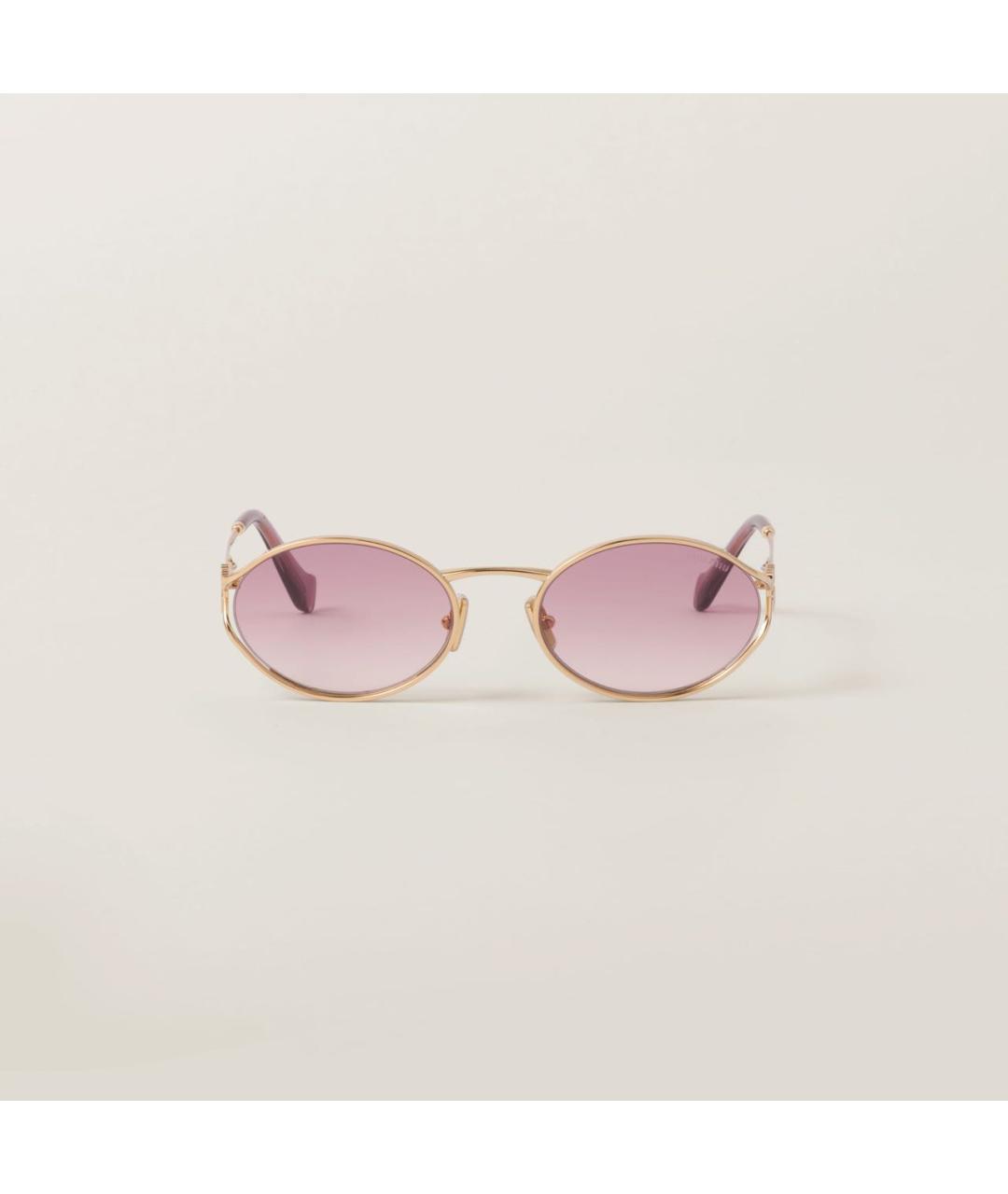 MIU MIU Золотые металлические солнцезащитные очки, фото 4