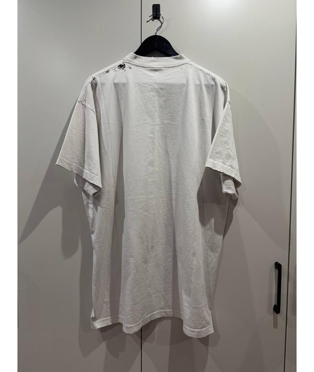 BALENCIAGA Белая хлопковая футболка, фото 2