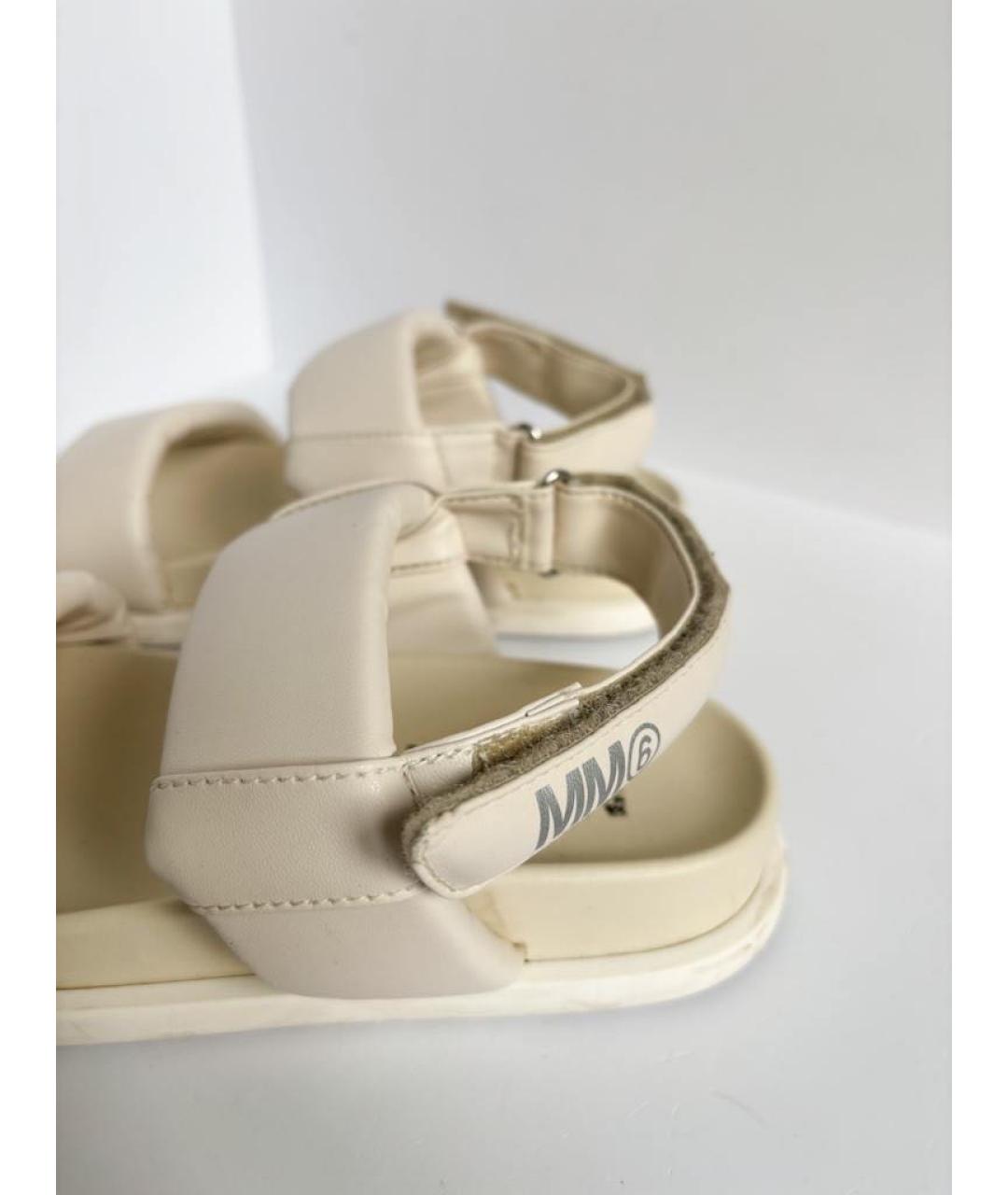 MM6 MAISON MARGIELA Белые кожаные сандалии и шлепанцы, фото 6