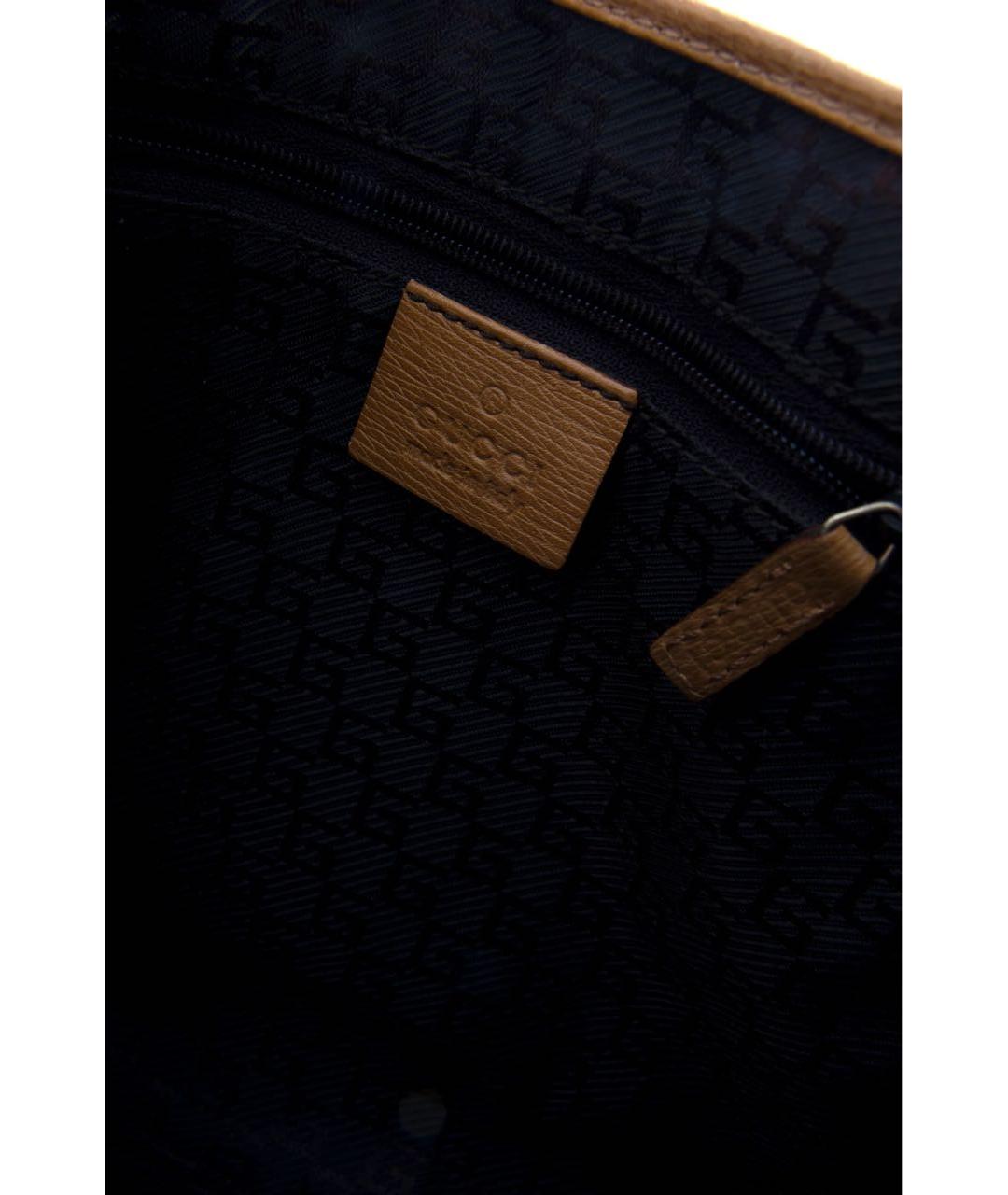 GUCCI Горчичная кожаная сумка с короткими ручками, фото 4