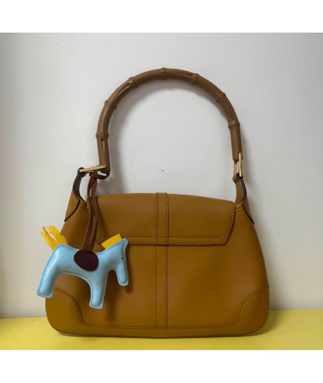 GUCCI Горчичная кожаная сумка с короткими ручками, фото 2