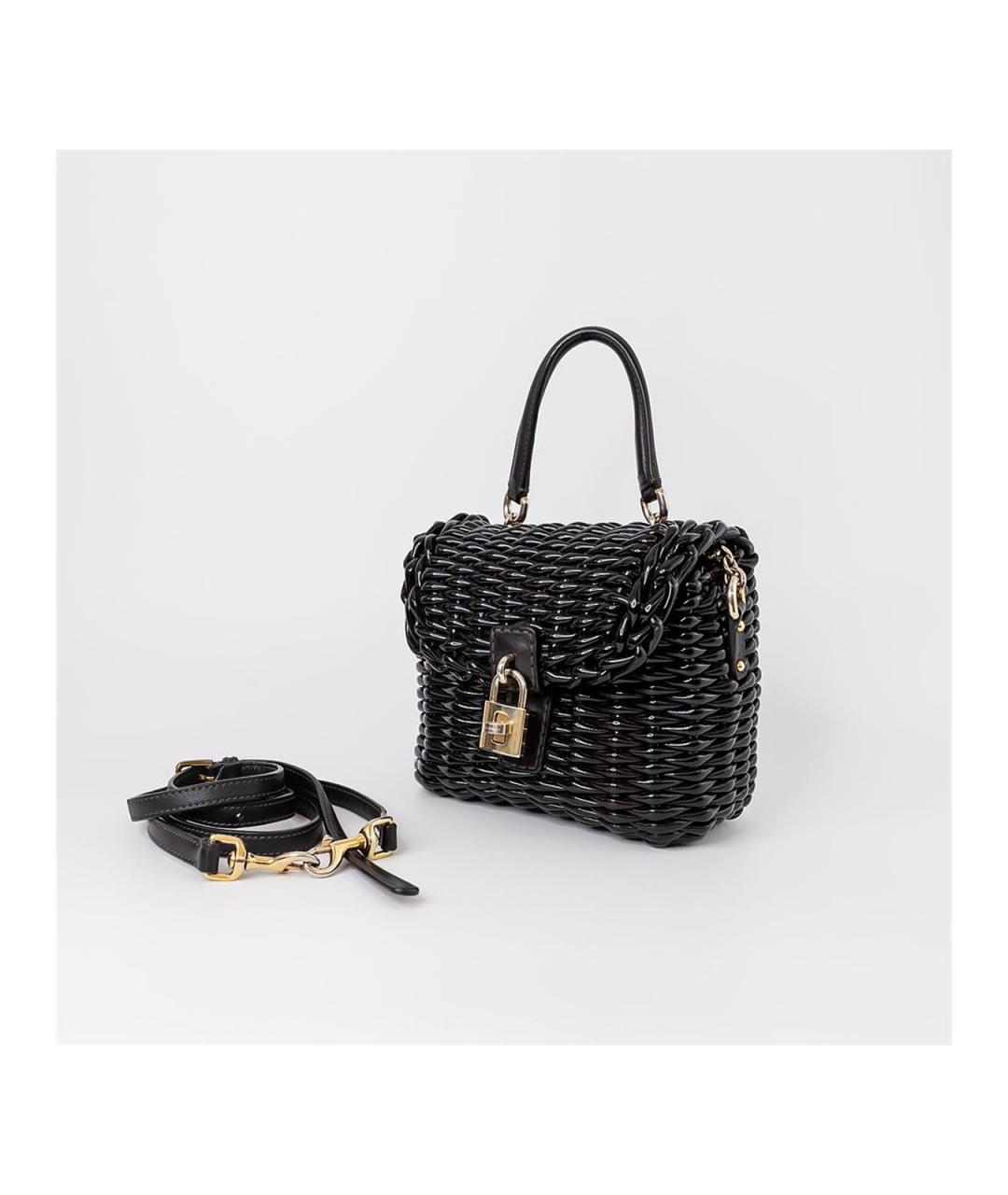 DOLCE&GABBANA Черная сумка тоут из лакированной кожи, фото 3