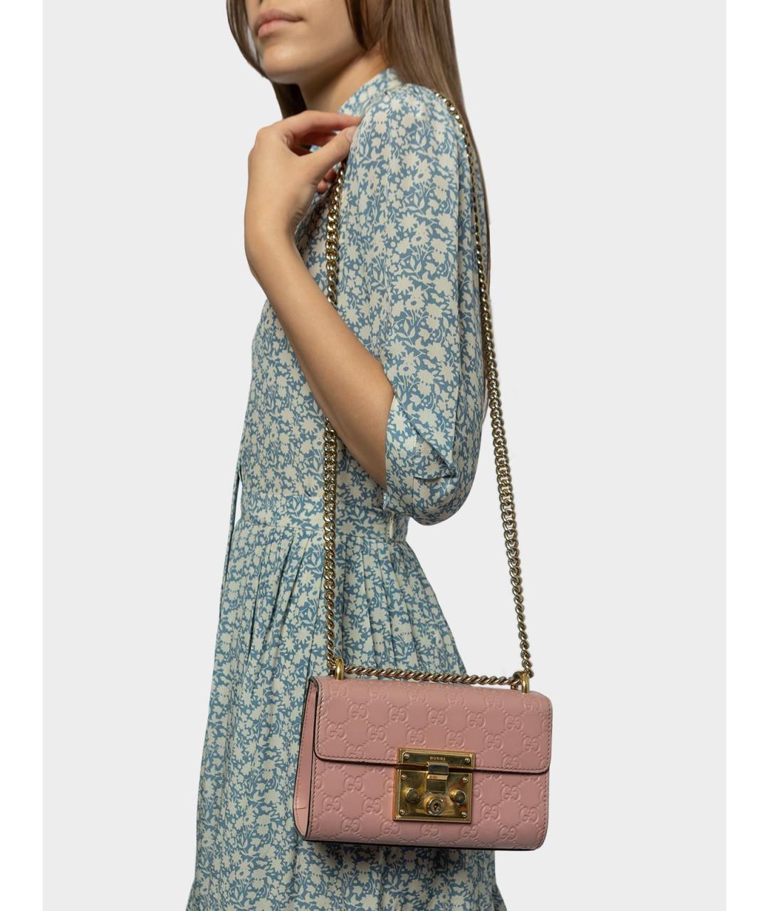 GUCCI Розовая кожаная сумка тоут, фото 5