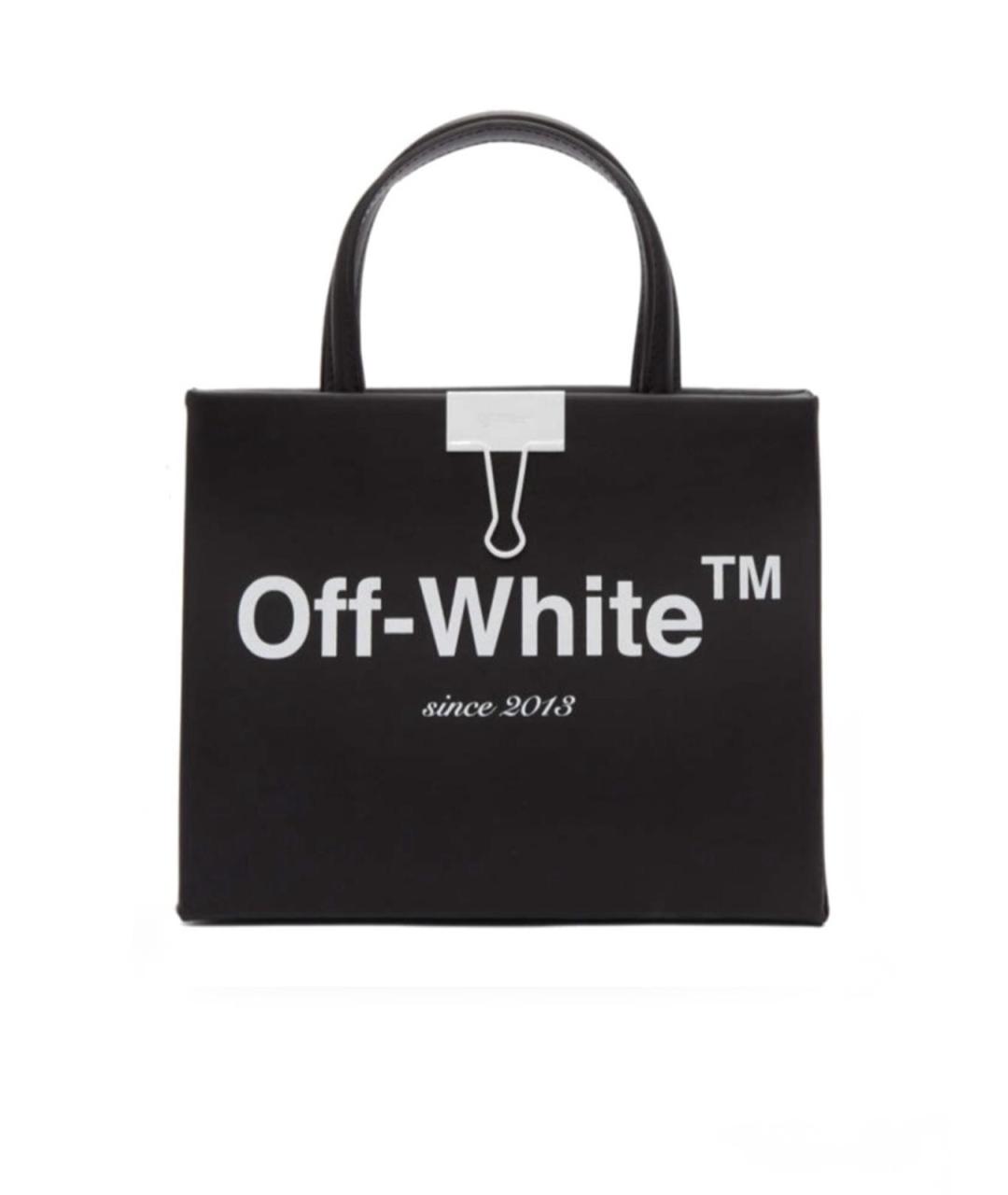 OFF-WHITE Черная кожаная сумка тоут, фото 1