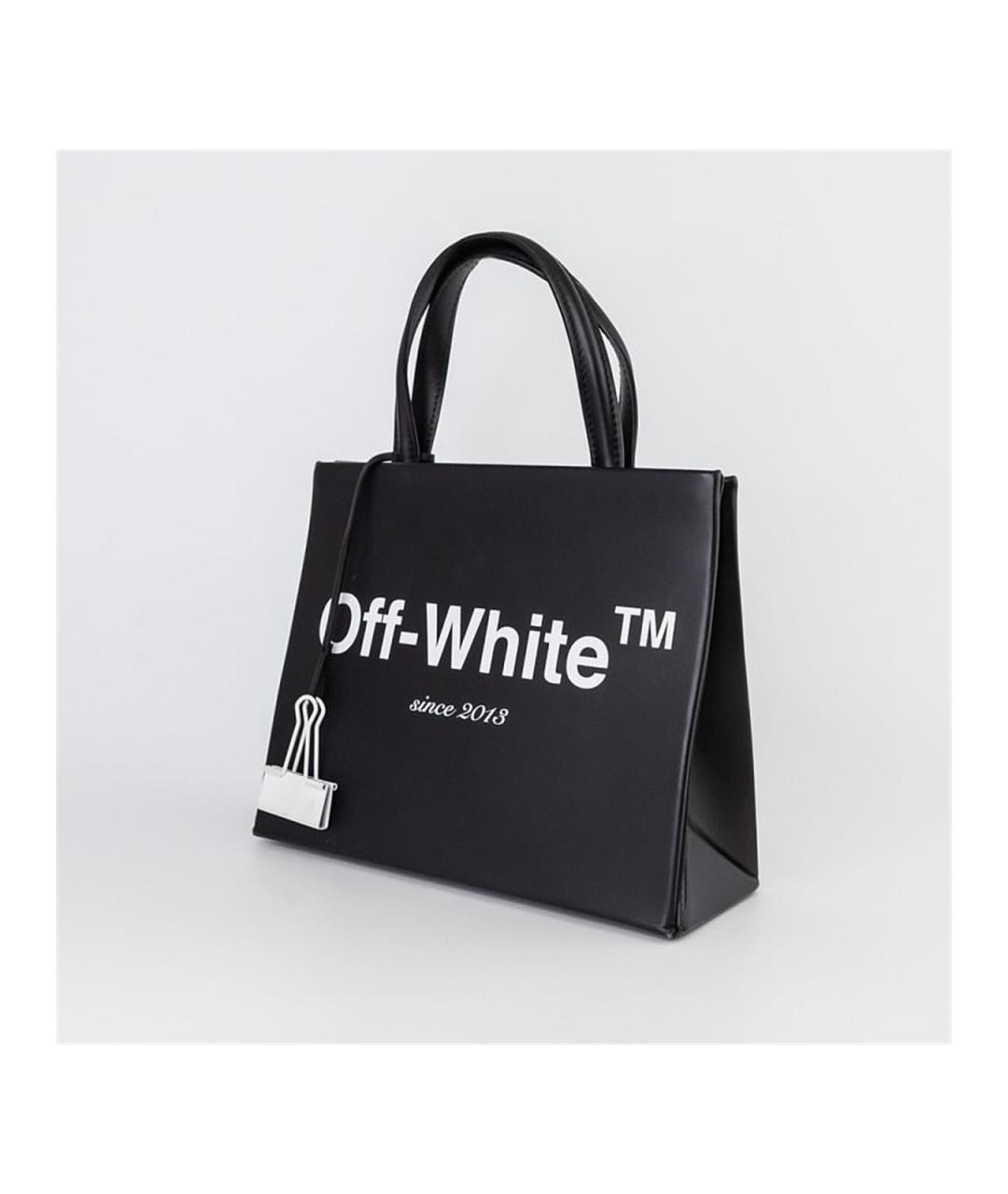 OFF-WHITE Черная кожаная сумка тоут, фото 3
