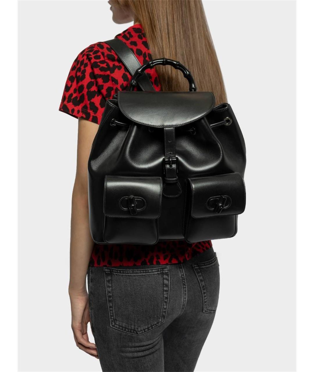 GUCCI Черный кожаный рюкзак, фото 5