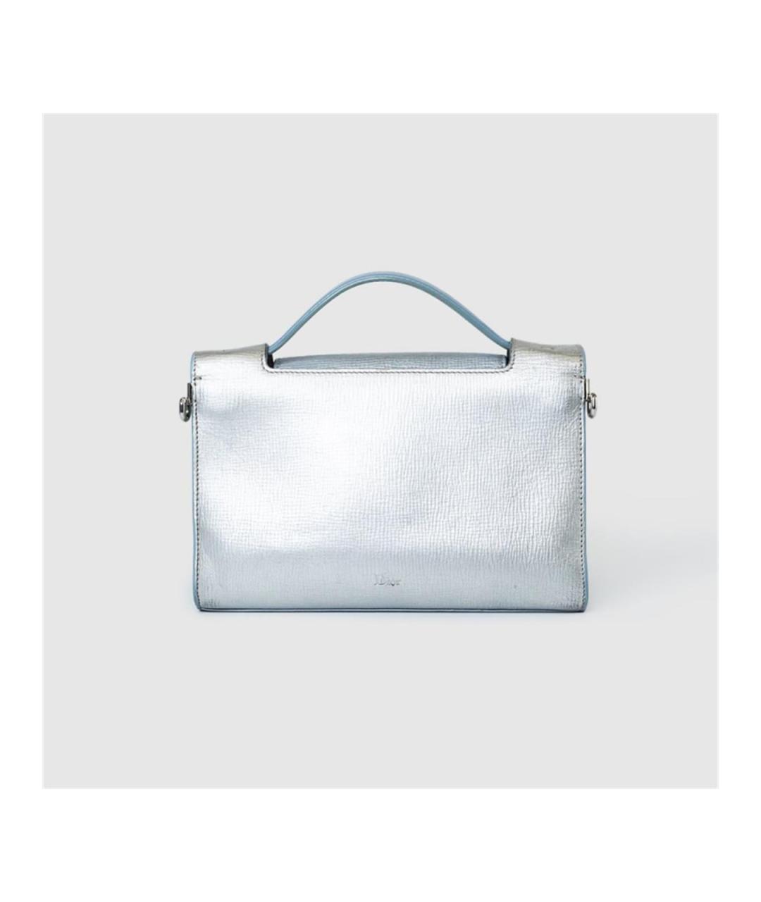 CHRISTIAN DIOR Серебряная кожаная сумка с короткими ручками, фото 4