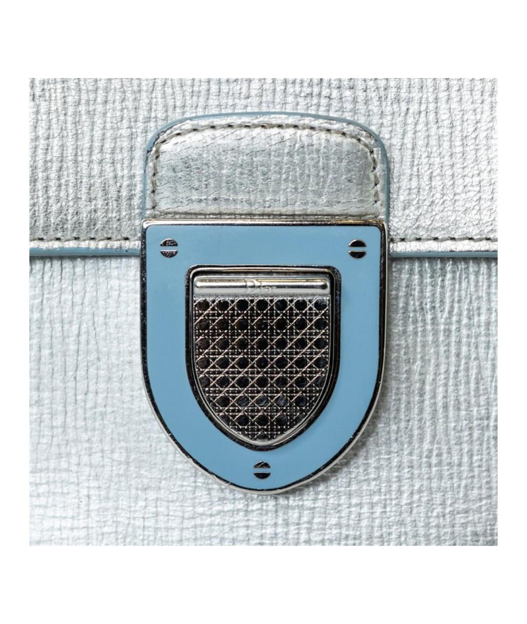 CHRISTIAN DIOR Серебряная кожаная сумка с короткими ручками, фото 5