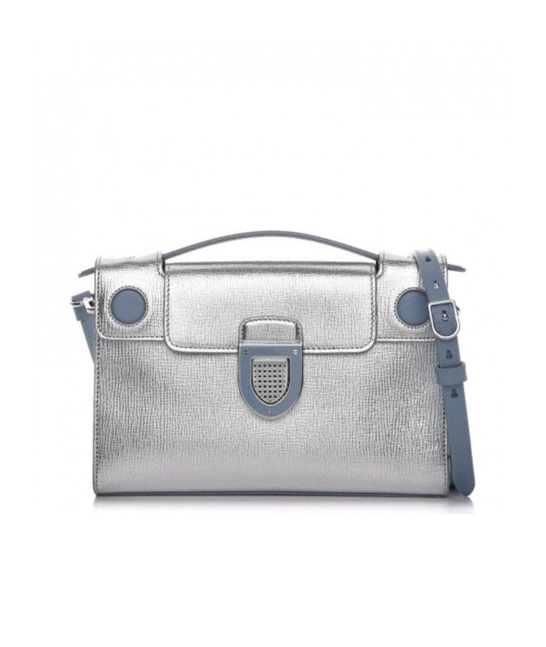 CHRISTIAN DIOR Серебряная кожаная сумка с короткими ручками, фото 1